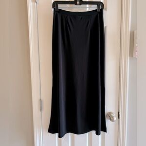 Vintage Petite Sophisticate Black Long Skirt with Dual Side Slits Sz S